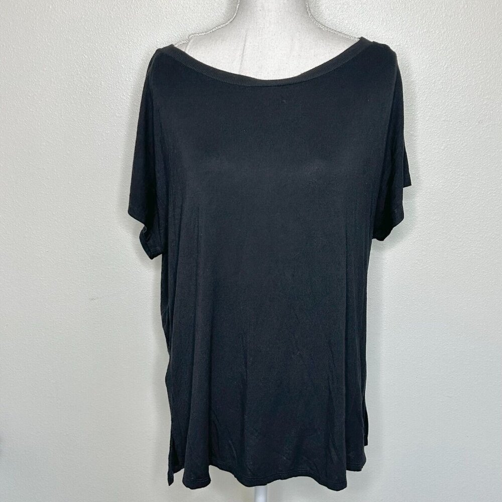 Ellen Tracy Top XXL Women's Black Tee Shirt  Soft Casual Basic